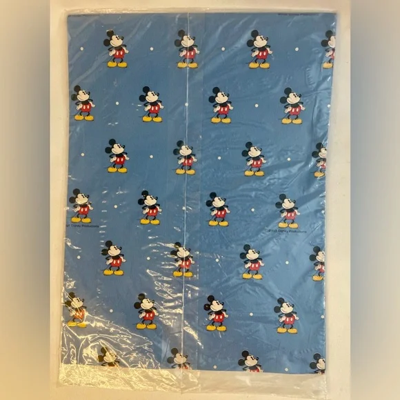 Vintage Mickey Mouse Wrapping Paper Gift Blue Disney SEALED 8.25 sq ft 90s - Picture 2 of 3